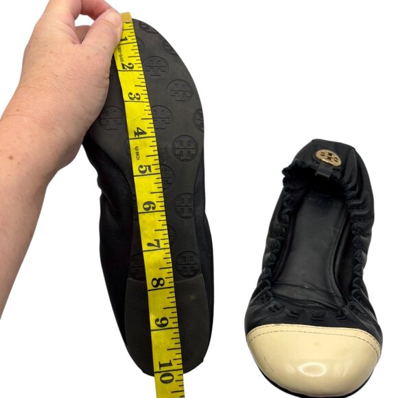 Tory Burch Womens Black & Cream Leather Cap Toe Ballet Flats Size 7.5 - Picture 4 of 4